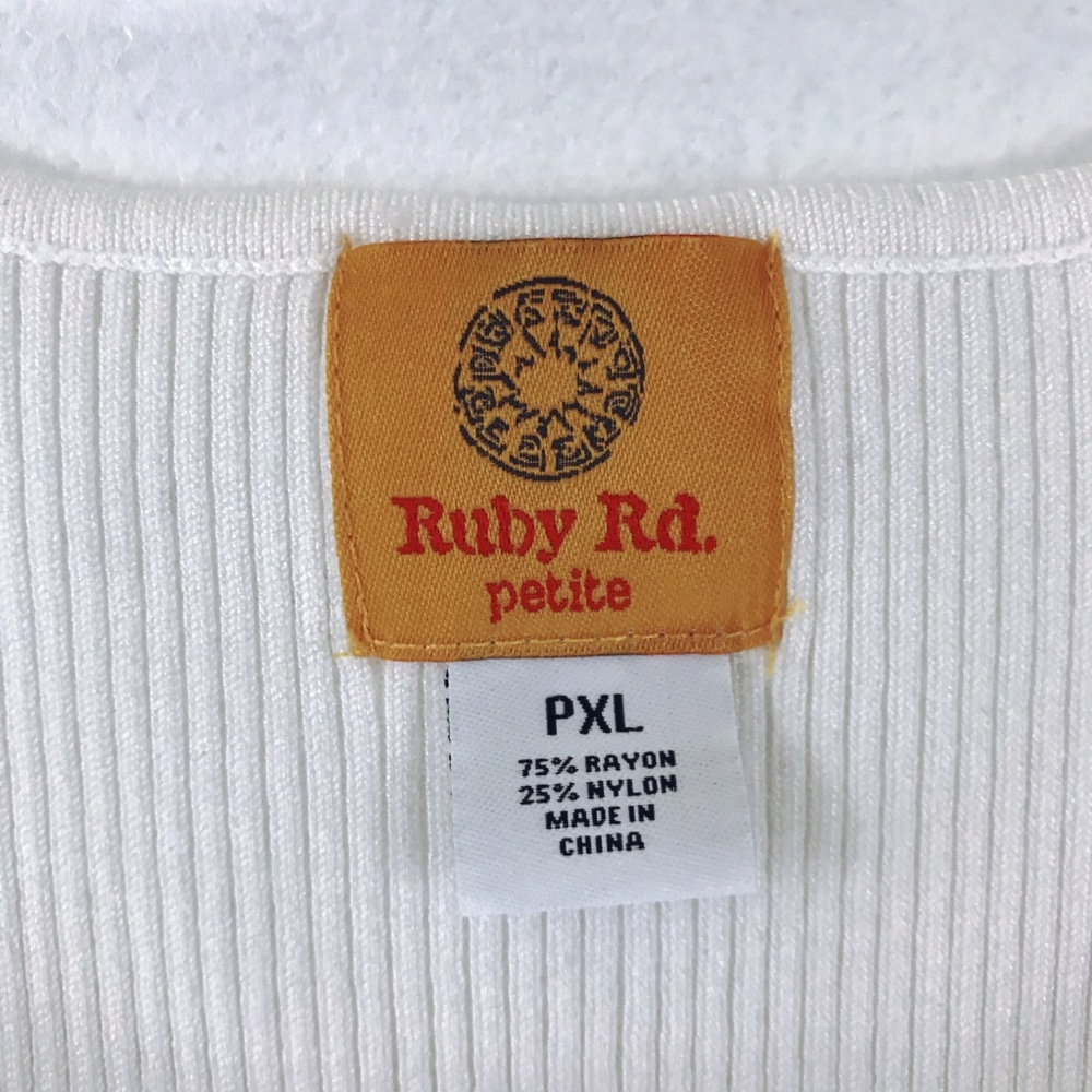 Ruby Rd. White Beaded Tassel Ribbed Tank Top PXL - Picture 4 of 7